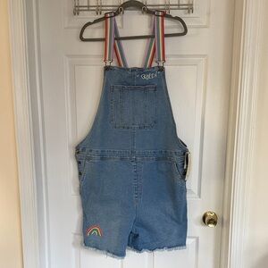 Target Blue Jean Shorts with Rainbow Straps